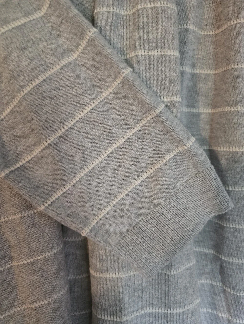 Talbots Petite 1x Light Gray Open-Front Striped Women’s Cardigan Sweater